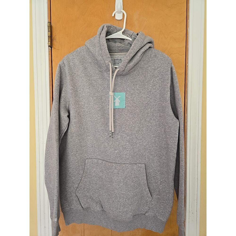 Dutch Bros Hoodie Mens Medium Gray Pullover Sweatshirt Coffee Logo Graphic